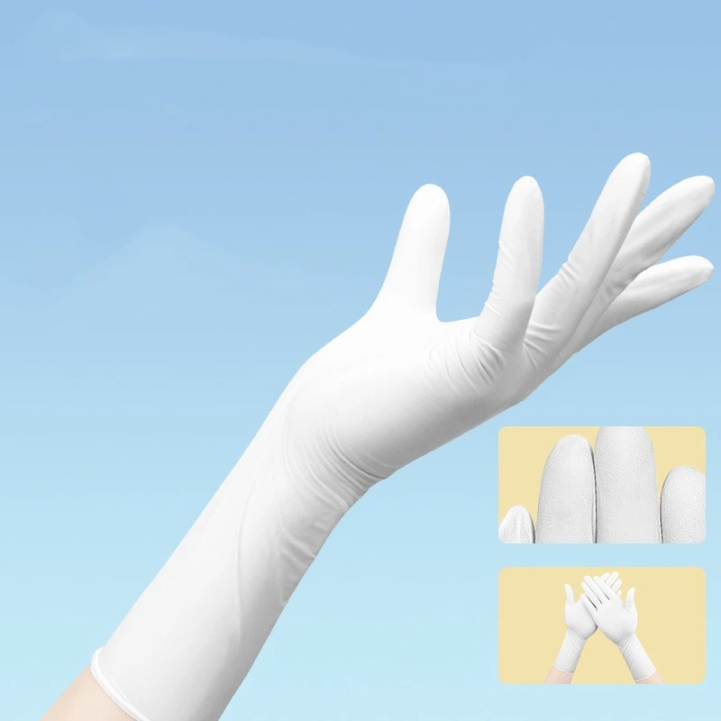 12 Inch Powder-Free Lengthened Disposable Nitrile Gloves White Kitchen Cleaning Thickened Dingqing Housework Gloves