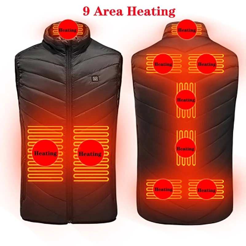 Places Heated Vest Men Women USB Heated Jacket Heating Vest Thermal Clothing Hunting Vest Winter Heating Jacket Blacks-6XL