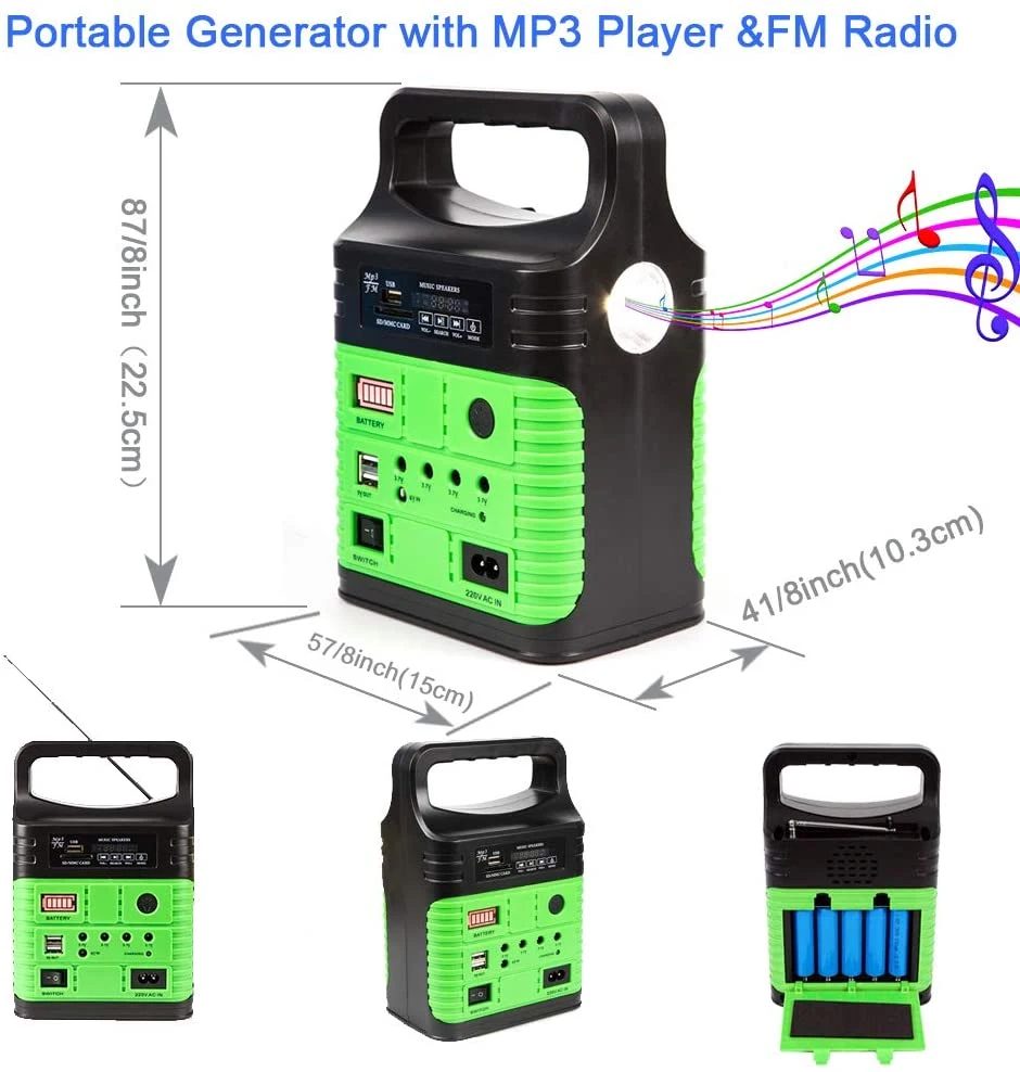 Rechargeable FM Radio Blue Tooth Speaker Solar Energy Panel Home Kit Solar Lighting System