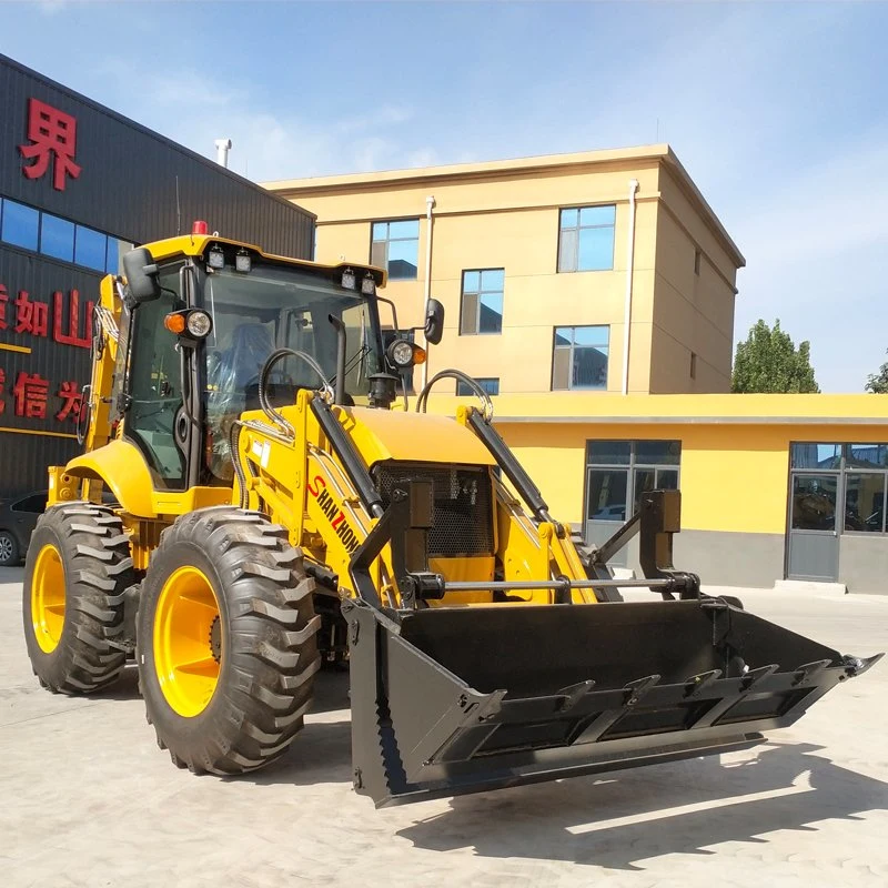 Shanzhong Brand 8 Ton 9 Ton 10 Ton Wheel Backhoe Loaders Excavator Product with Luxury High-End Version, 4X4 and Hydraulic Sideshift