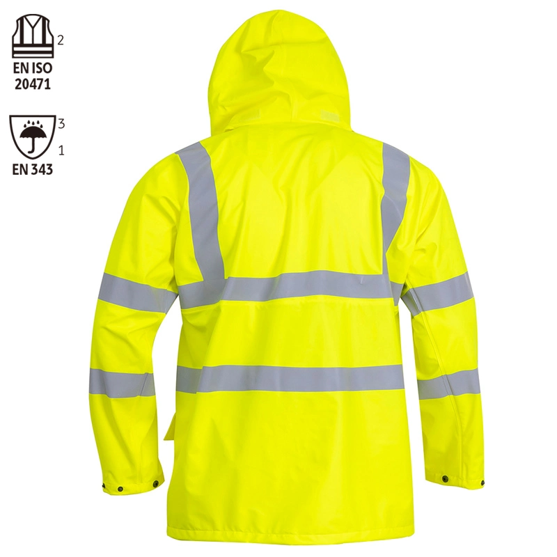 En20471 and En343 ANSI Hi-Vis Protective Jacket Workwear Waterproof Rain Wear with All Seam Welded