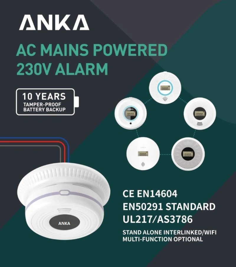 Activfire As3786 AC 240V Hardwired RF433MHz Interconnected Smoke Alarm with 10 Years Battery Backup