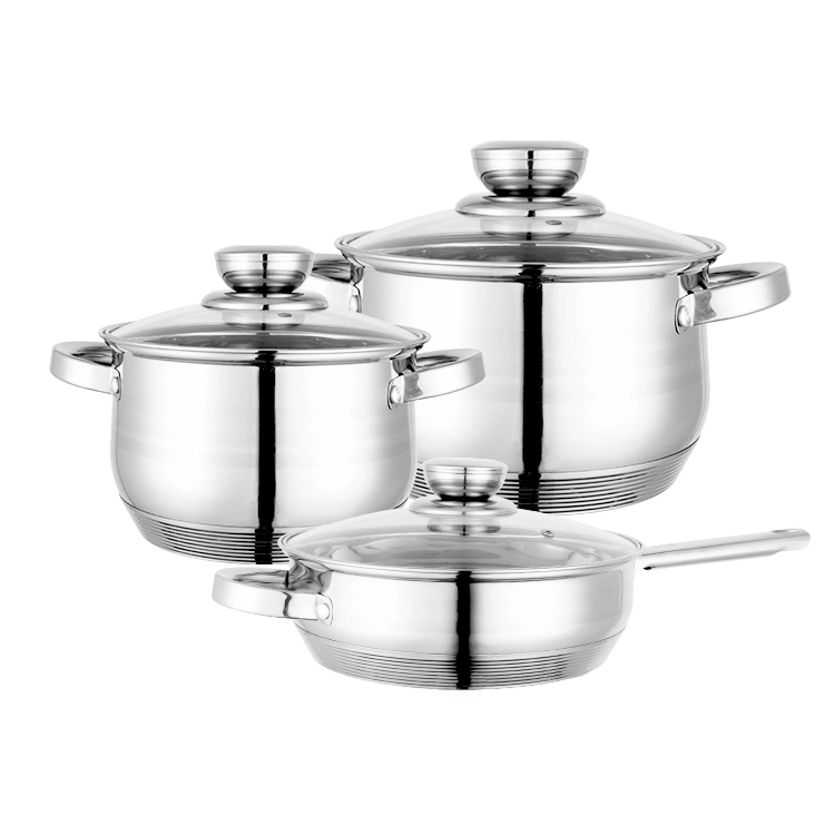 Manufacture High quality/High cost performance  6 Pieces Induction Cooker Kitchen Cooking Cookware Set Stainless Steel Pots and Pans