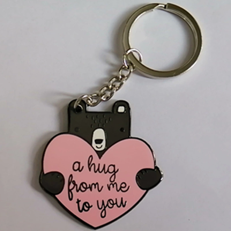 Custom Split Heart Gold Polish Keyring for Souvenir Gift