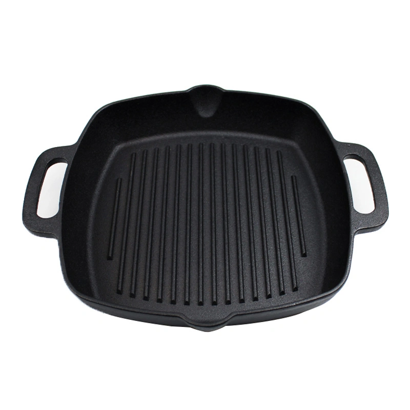 Günstige Custom Square Cookware Bratpfanne Gusseisen Grill Pfanne Mit zwei Griffs