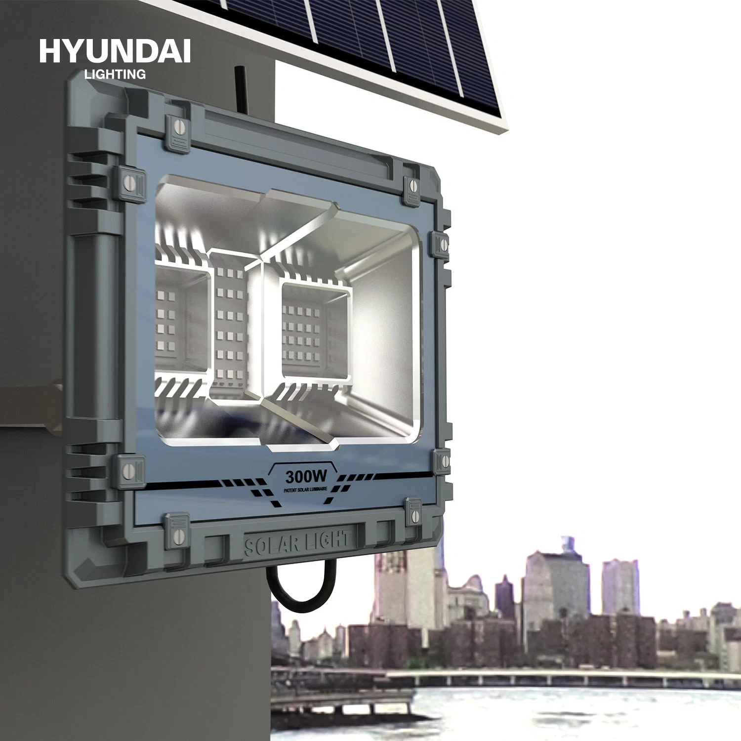 Hyundai al aire libre Mayorista/Proveedor de Energía Solar de cambio de color cobertizo techado de la calle de inundación de Rock de camping linternas de 300W