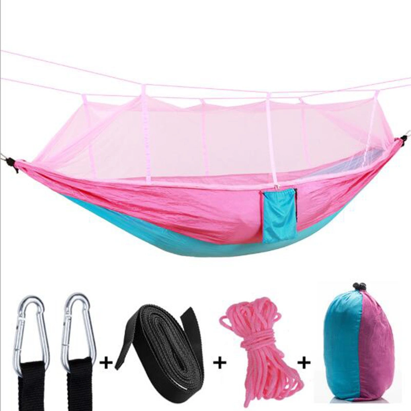 Hamac de camping en nylon ultraléger portable avec moustiquaire à l'épreuve du vent Swing Wyz13012.