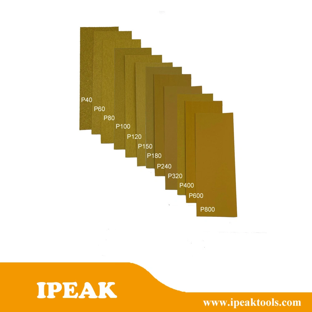 P60-P800 Dry Abrasive Sanding Paper Gold Yellow Sandpaper Discs Automotive 6-Inch Sand Paper