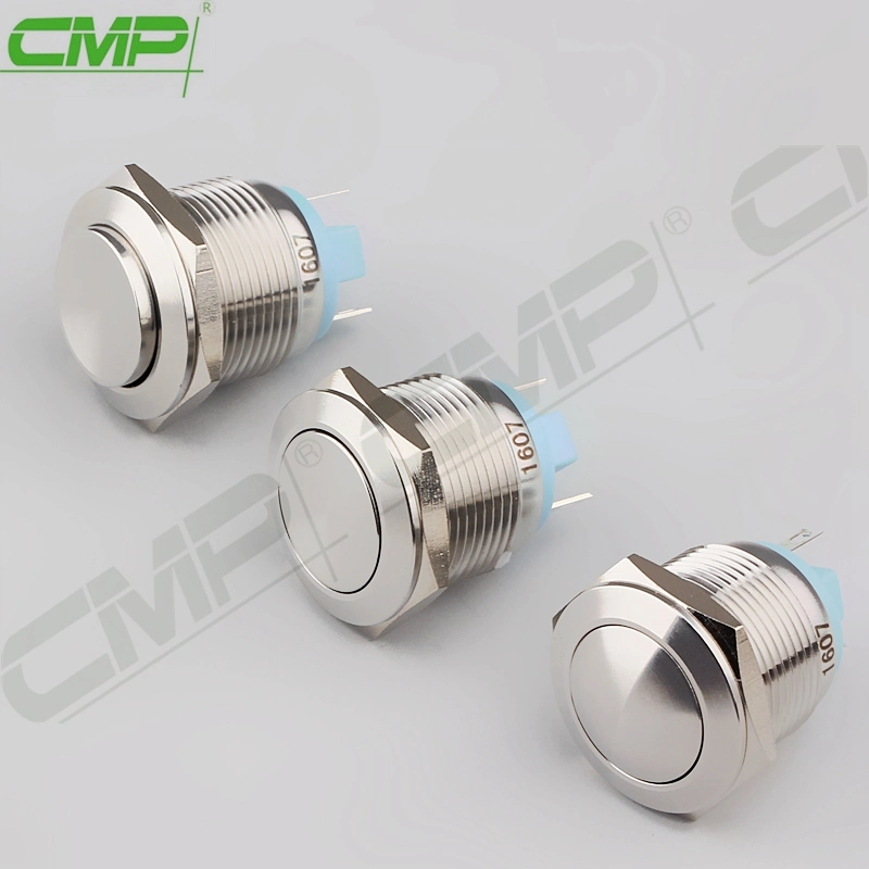 CMP 19mm 1no Stainless Steel or Chromium Anti-Vandal Momentary Push Button Switch