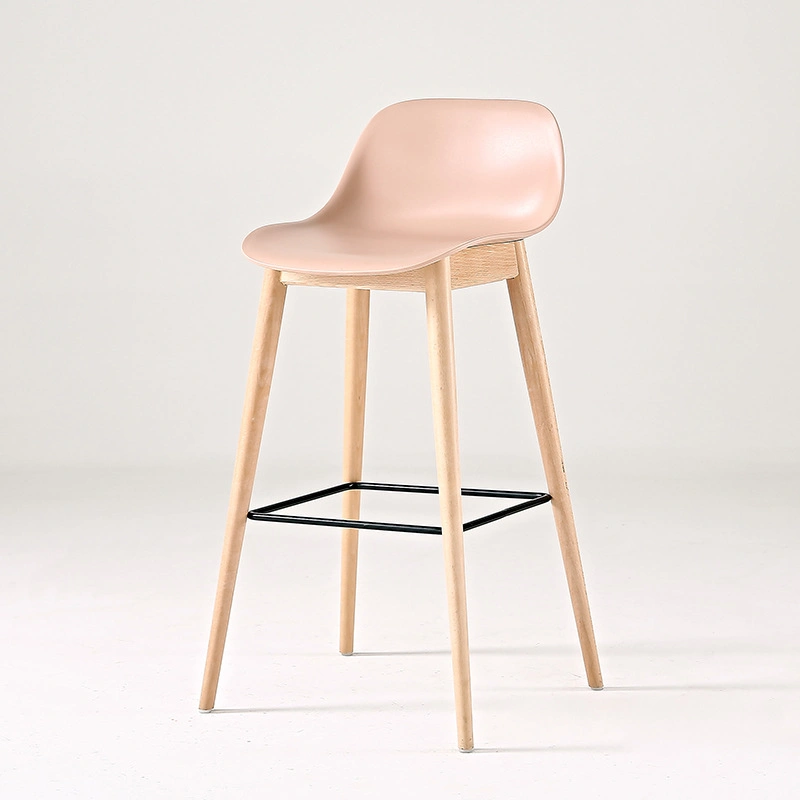 Moderne Kunststoff-Dining Bar Chair Möbel für Wohnzimmer mit Holzbein