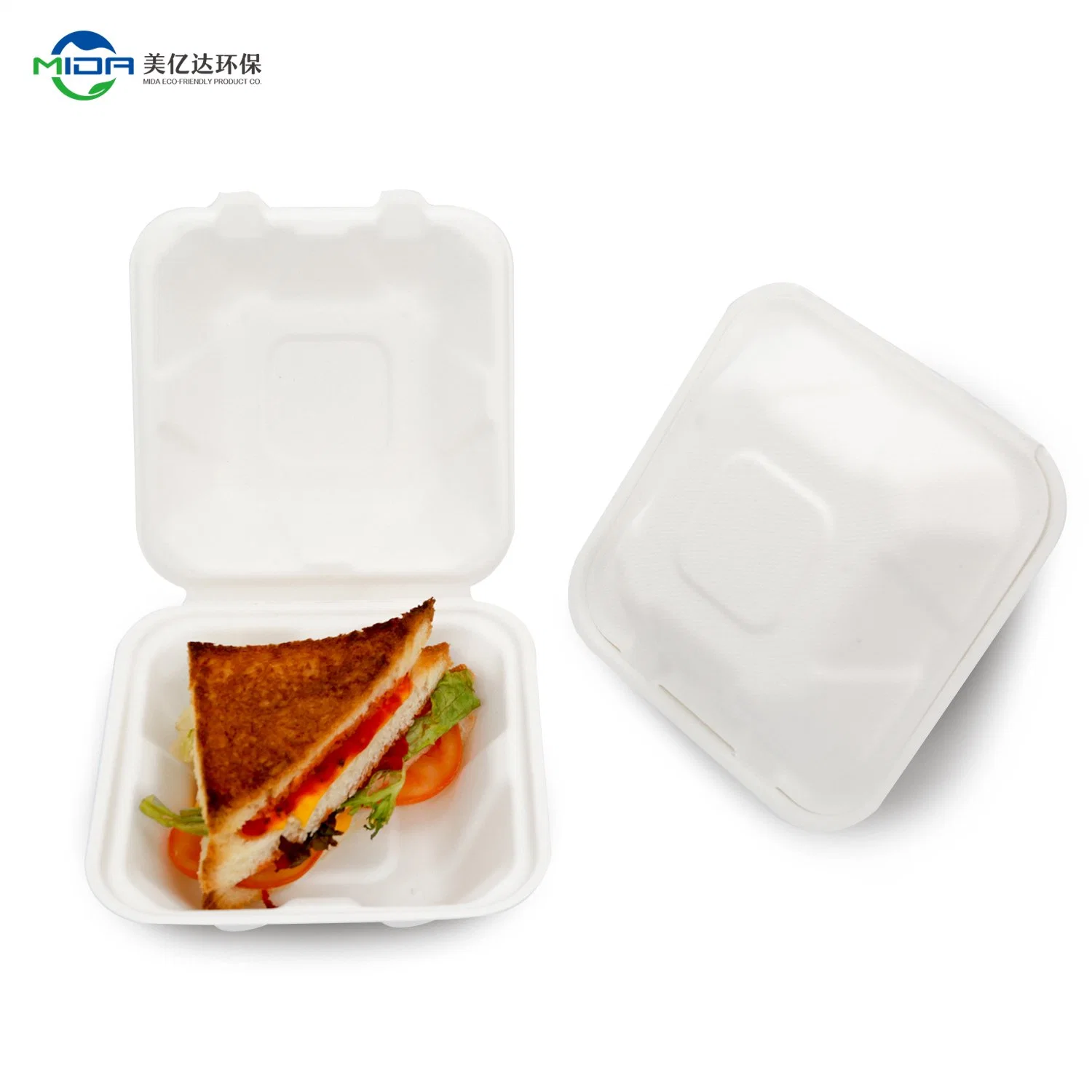 Customized Eco-Friendly Biodegradable Sugarcane Bagasse Microwave Paper Bento Takeaway Take out Compostable Disposable Food Packaging Container Lunch Box