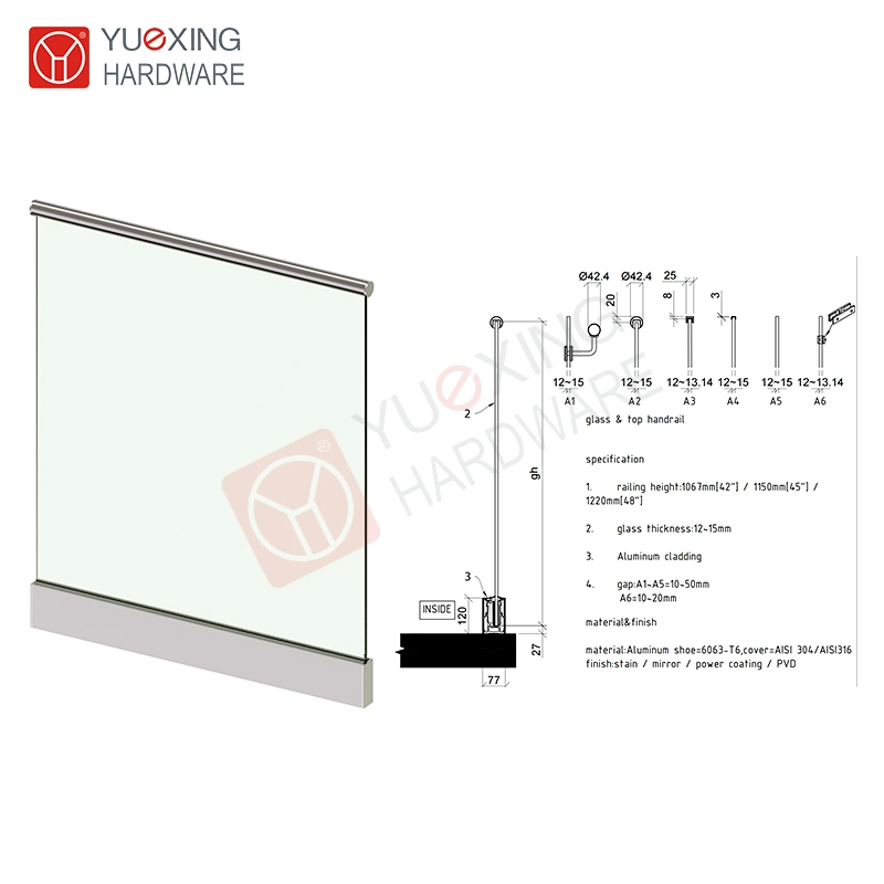 Durable Aluminum Base Glass Railing with Modern Design for Sturdy Support and Easy Installation, Ideal for Engineering Projects