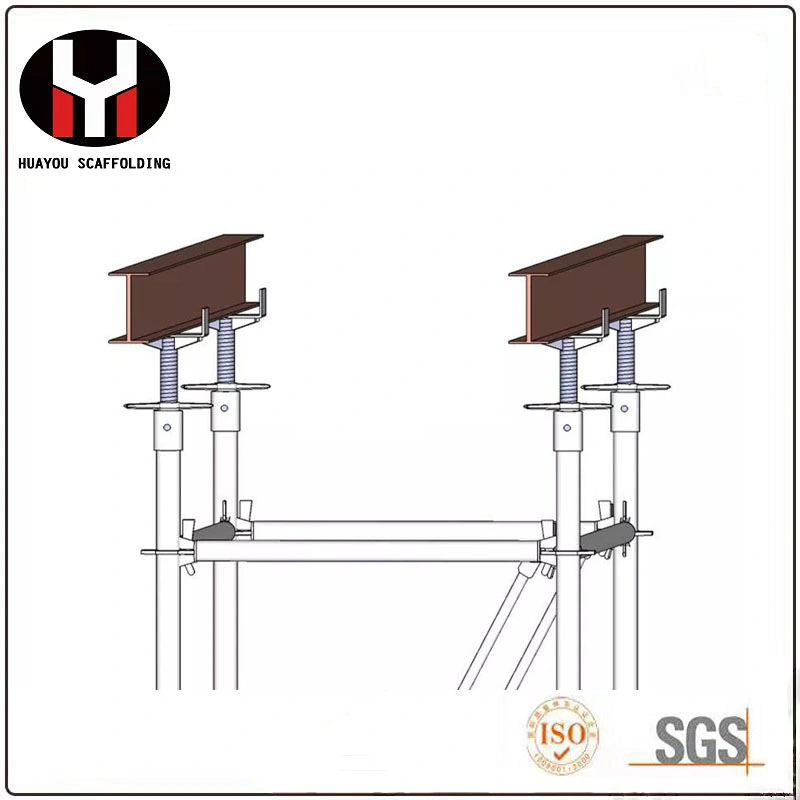 Andaime em aço com armação de aço H sistema de parafuso galvanizado base Jack Fabricado na China