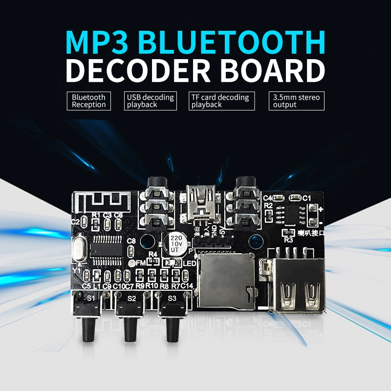 Bluetooth Music MP3 Decoding Board 5 فولت Wireless Audio Receiver Electronic وحدة مشغل الأقراص U المعدل للإنتاج