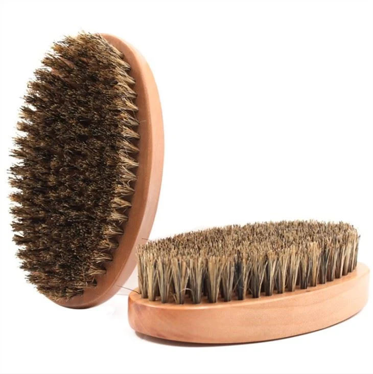 Amazon Hot Selling High quality/High cost performance  Wood Beard Brush Logo Custom Men Professional Boars Hair Beard Brush