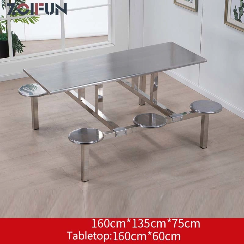 School Canteen Stainless Steel Fast Food Table Restaurant Dining Table and Seat