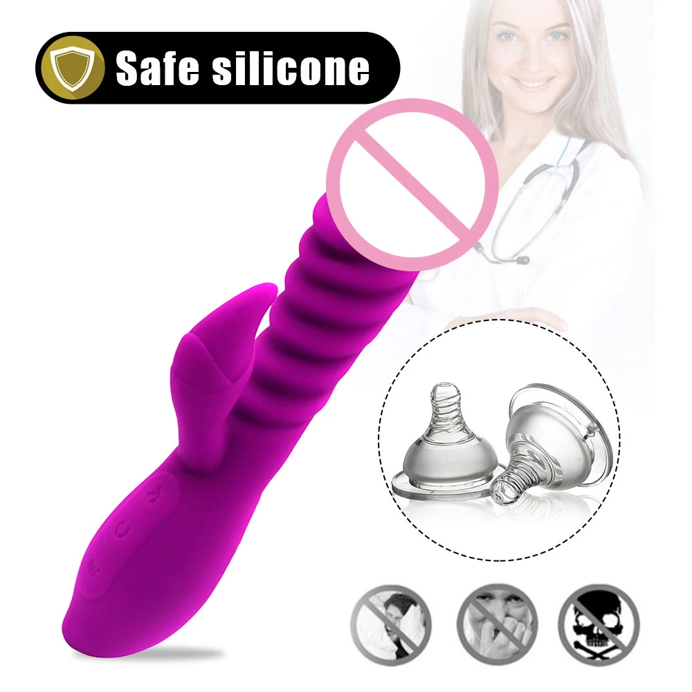 Wholesale/Supplier 10 Vibration Thrusting Heating Lesbian Masturbation G Spot Adult Rabbit Dildo Silicone Vibrator Sexual Toy for Women