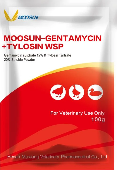 L'usage vétérinaire de gentamycine 12 % et de la tylosine 20 % de poudre soluble