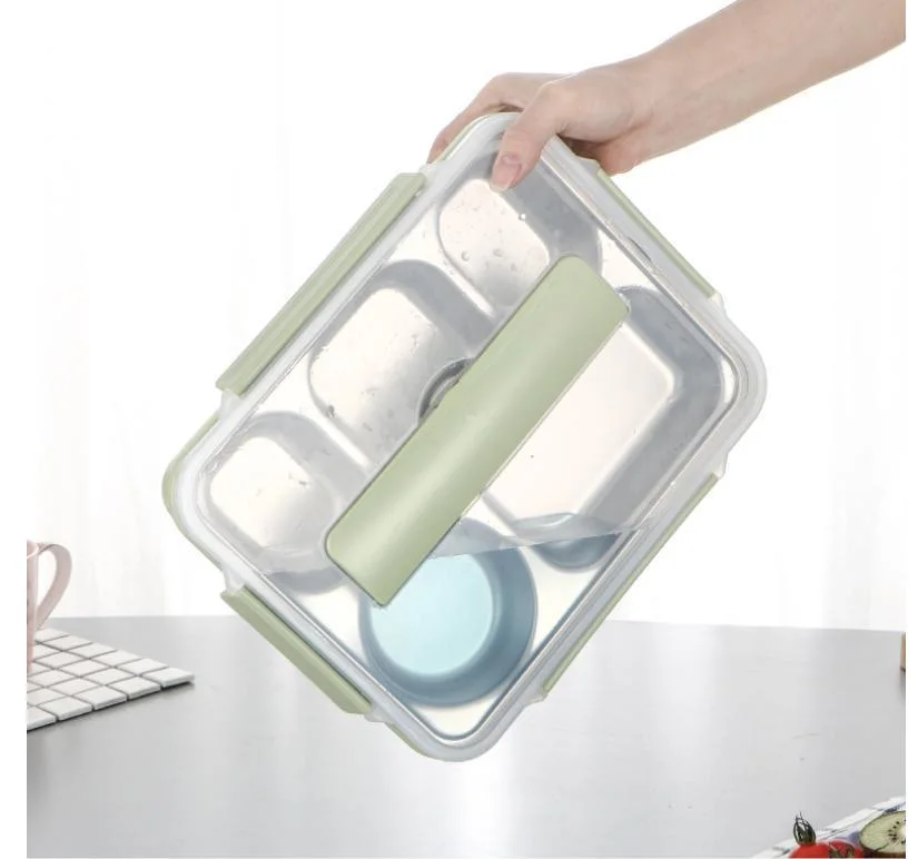 Kitchenware Wholesale/Supplier Stainless Steel Lunch Box Plastic Insulated Food Container with Cutlery for Student