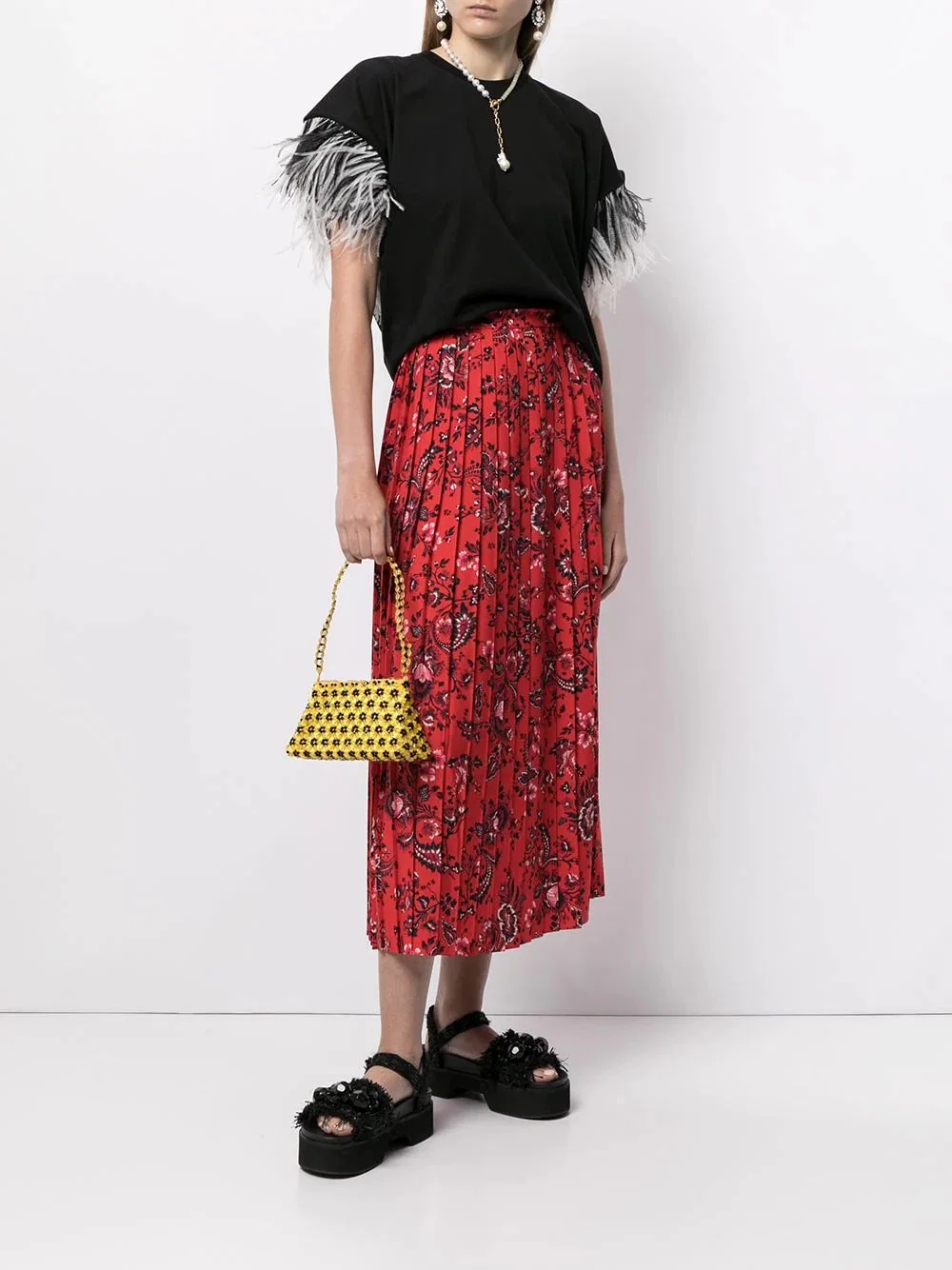 Wholesale/Supplier Fashion Floral-Print Pleated Summer Elegant Clothes Ladies Maxi Skirt