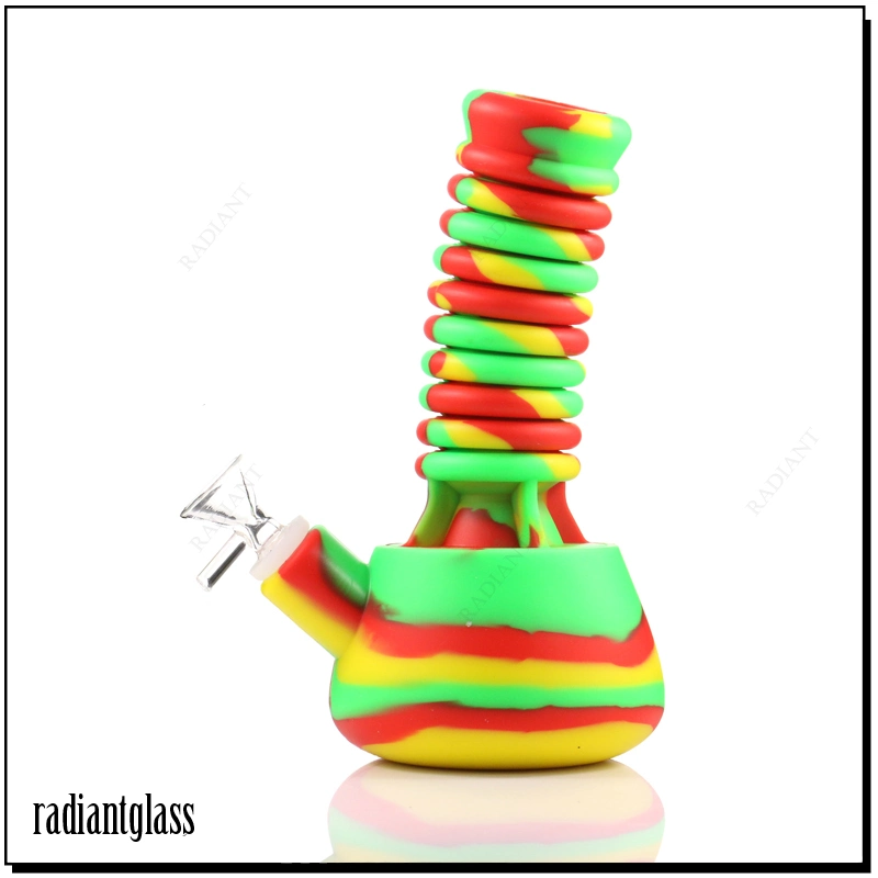 Silicone Extendable Neck Round Base Beaker Smoking Water Pipe