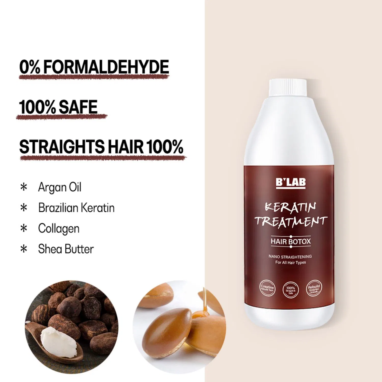 OEM/ODM Hair Professional Salon Brazilian Keratin Smoothing Straightening Hair Treatment Keratin Smooth