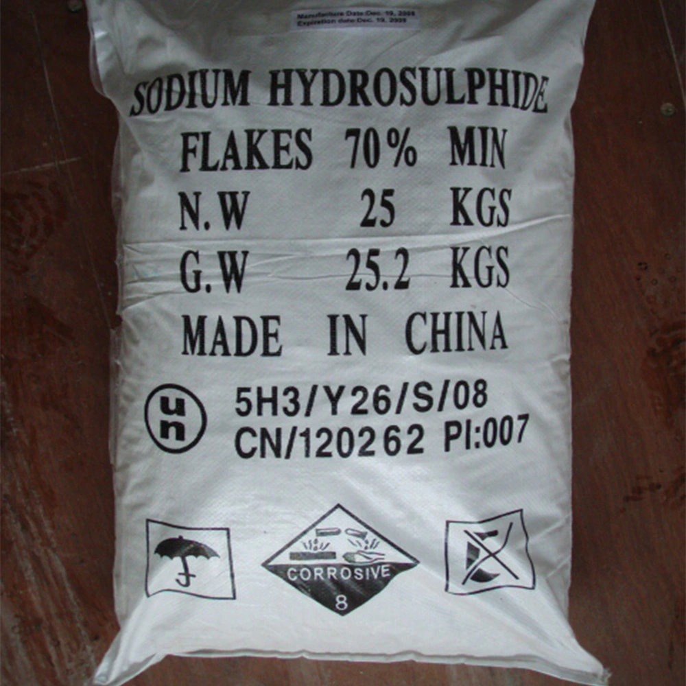 Yellow Flakes Purity 70% Sodium Hydrosulfide CAS 16721-80-5