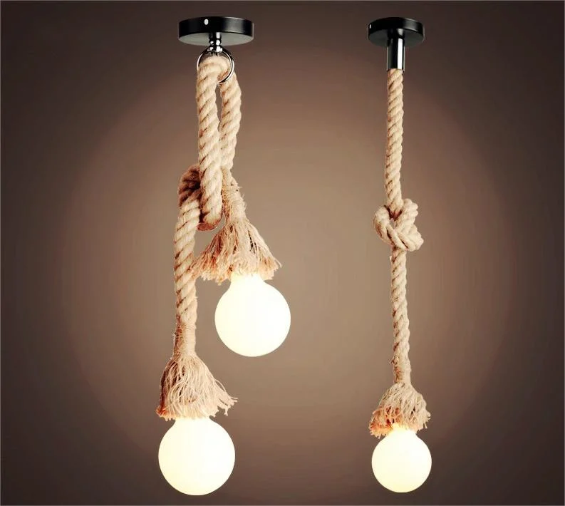 Industrial Wind Rope Pendant Lamp Creative Restaurant Decorative Light
