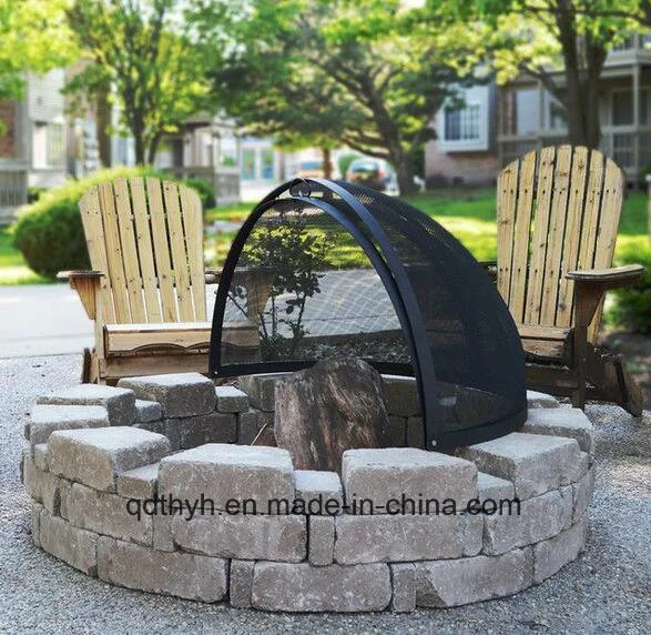 36" Fire Pit Easy Access Spark Screen for Outdoor Fire Pit with High Temperature Black Powder Coated