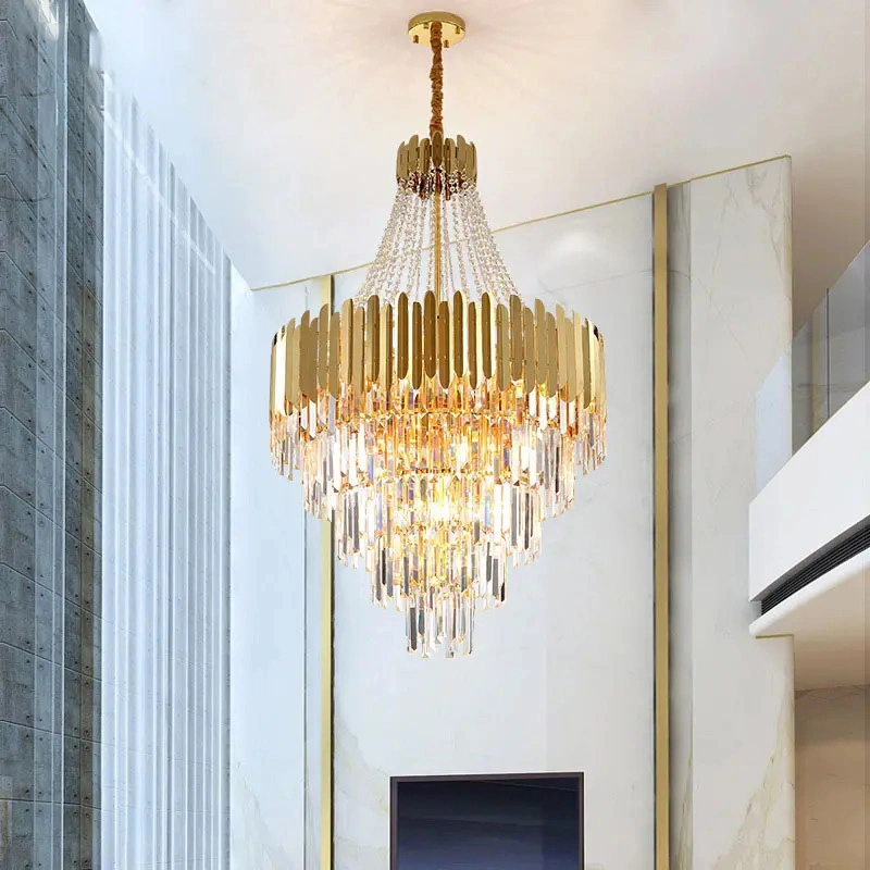 Luxury Crystal Iron Hanging Chandelier LED Pendant Light