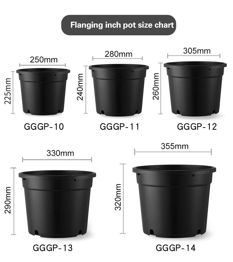 Black Thickened Plastic Injection Heavy Duty Sturdy Planter Flower Tree Grow Pot Outdoor From 2 to 50 Gallon for Plant Nursery Wholesale/Supplier