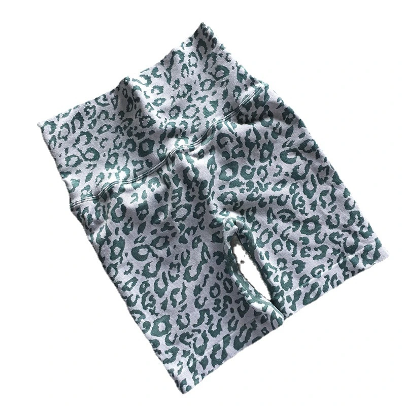 Sq0329 Mujer Leopardo de cintura alta sin problemas de impresión de no ver a través del Yoga Yoga en bicicleta de ejercicios atléticos Shorts Shorts corriendo