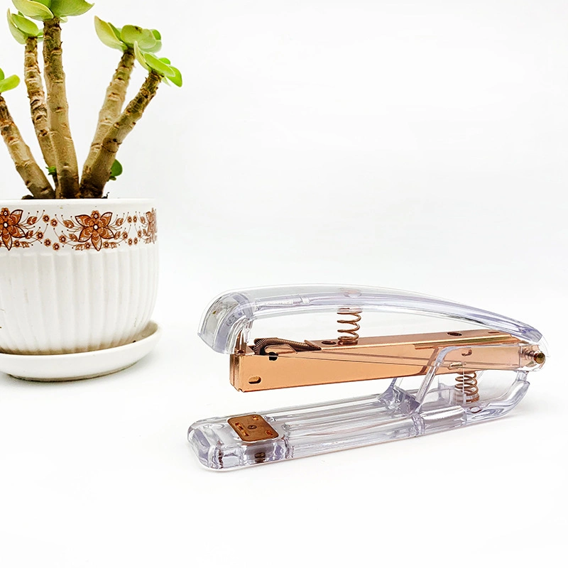 Transparent Rose Gold Fashion Office Student Customized Logo Stapler Binding Machine