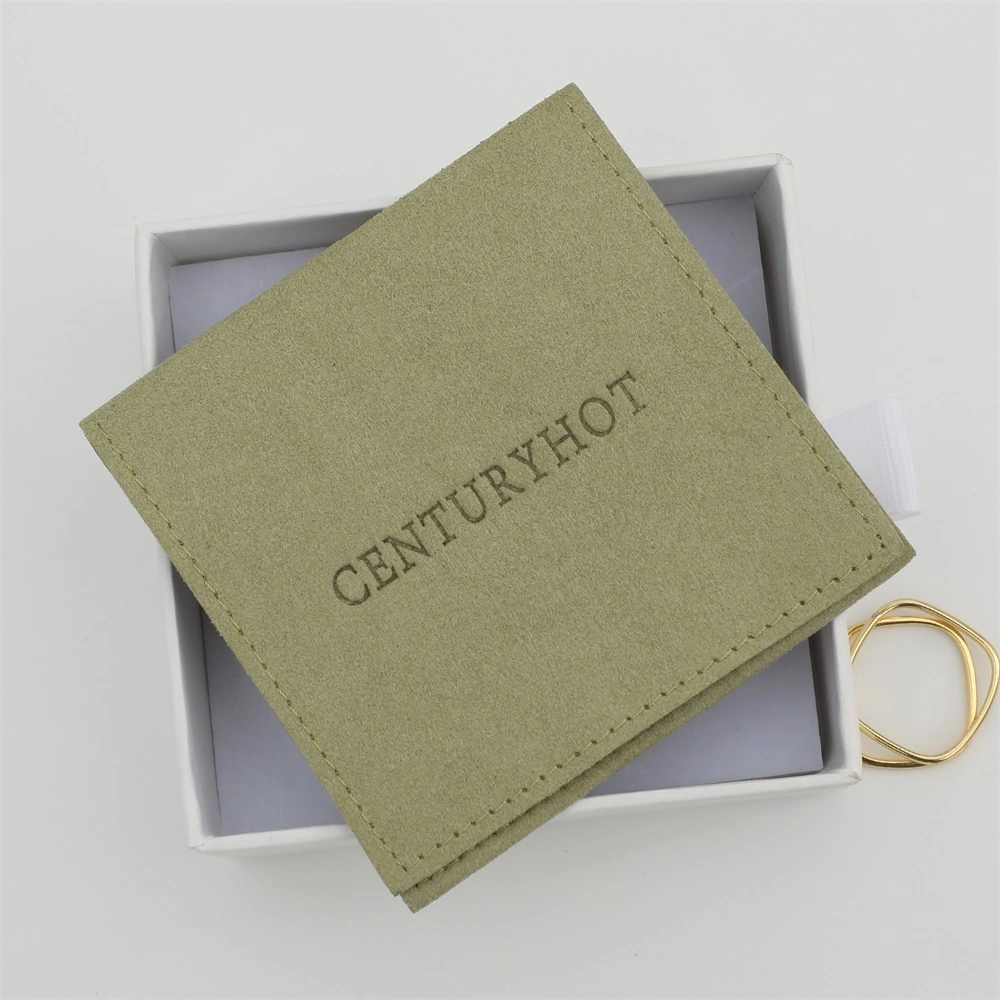 New Light Green Microfiber Pouch Velvet Pouch with Ribbon Jewelry Bags, High quality/High cost performance  Bracelet Packaging Pouch with You Logo