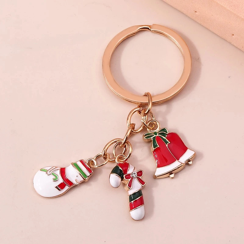 Float Sun Kit Merry Christmas Gold Plated High quality/High cost performance  Hard Soft Enamel Key Ring Set Fashion Hot Sale Metal Alloy Keychain