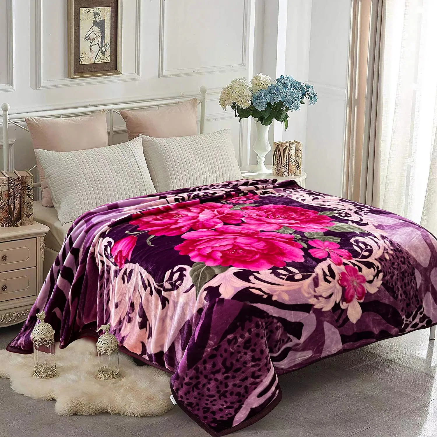 220*240cm 4kg Factory Raschel Customizable Weight 100% Polyester 2 Ply Comfortable Soft Raschel Mink Home Bed Blankets for Kids Adults Winter