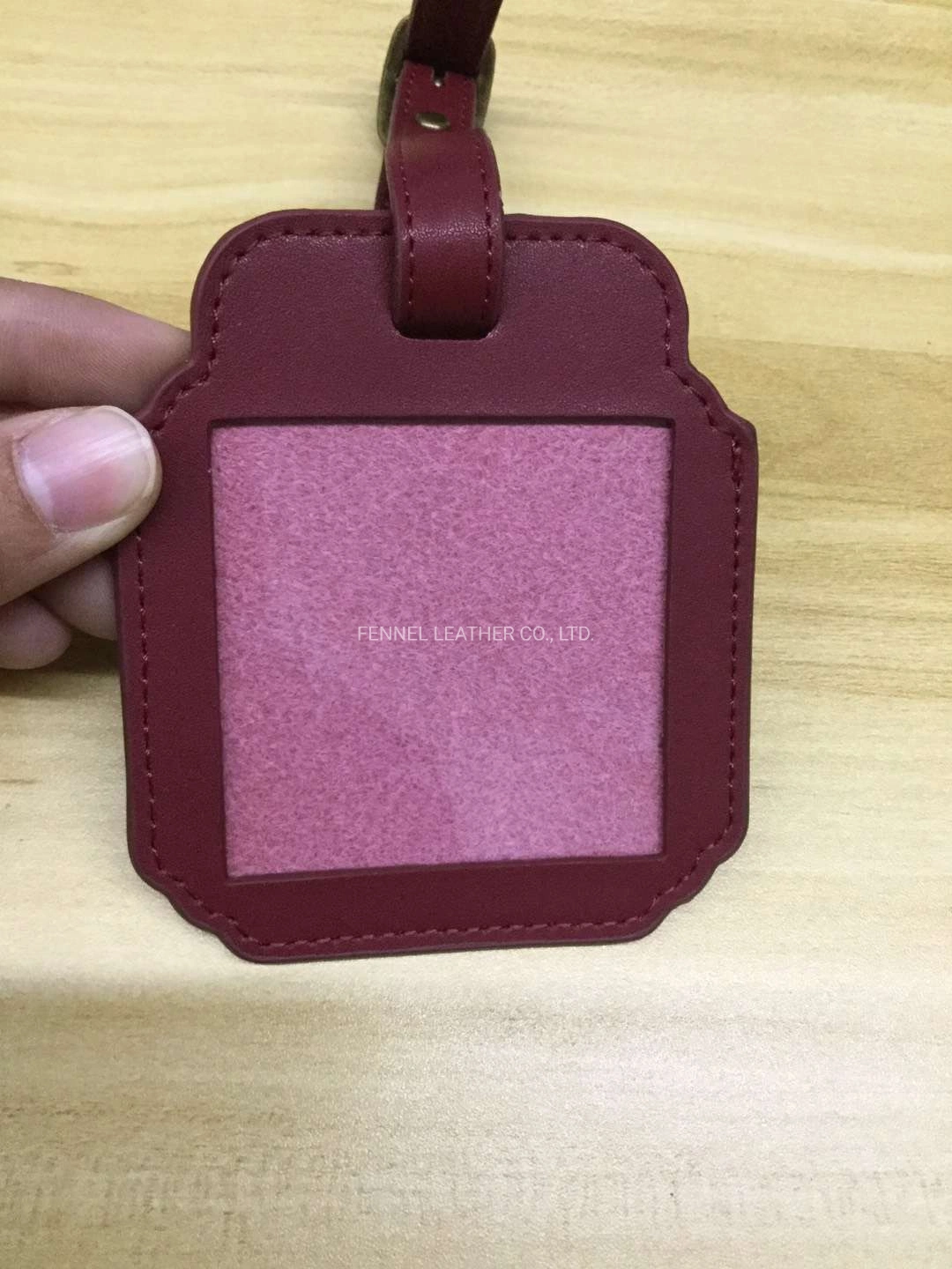 Top Quality Genuine Cow Leather Burgundy Color Luggage Tag (F1523)