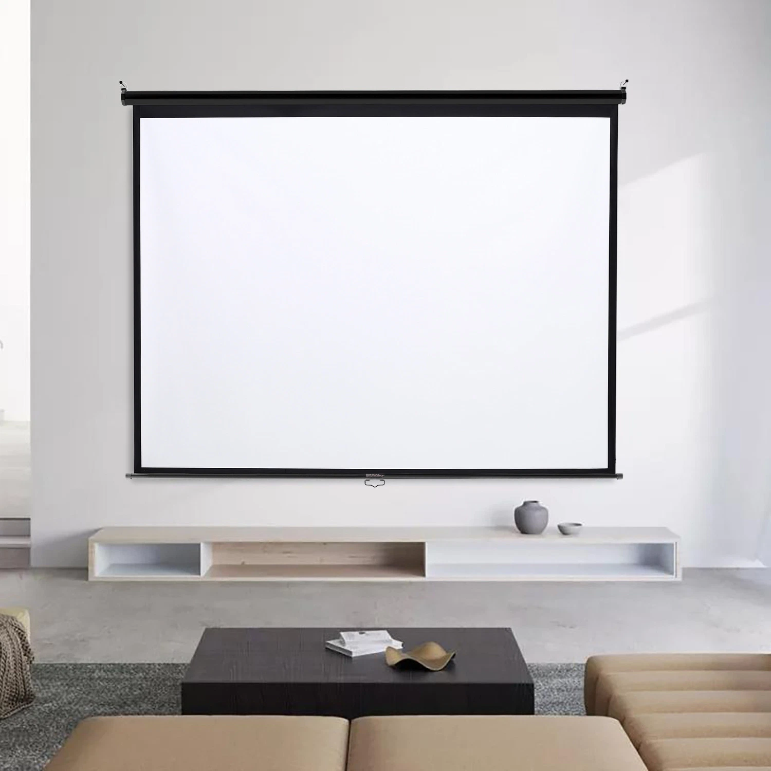 4: 3 100" Manual Pull Down Projector Projection Screen HD Matte White