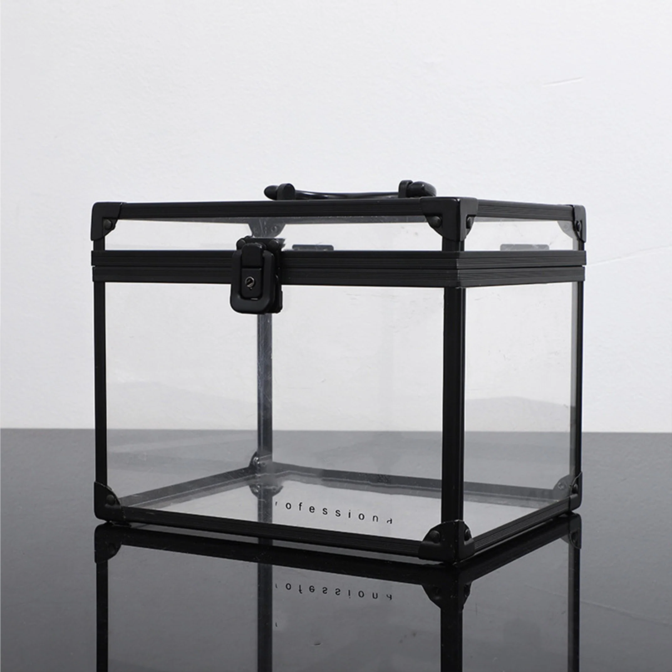 Metal Portable Storage Transparent Acrylic Aluminum Case Nail Beauty Makeup Jewelry Special Box Makeup Box