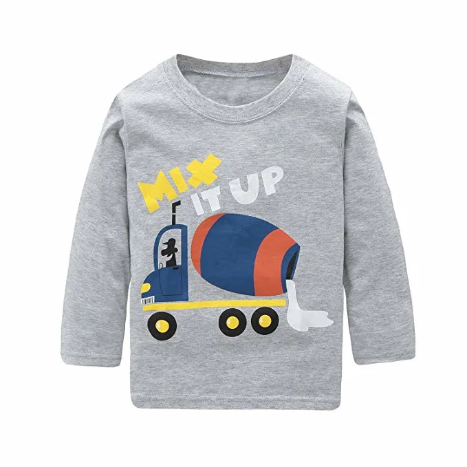 Kids Clothes Long Sleeve Cotton T-Shirts Monster Truck Shirt Baby Apparel