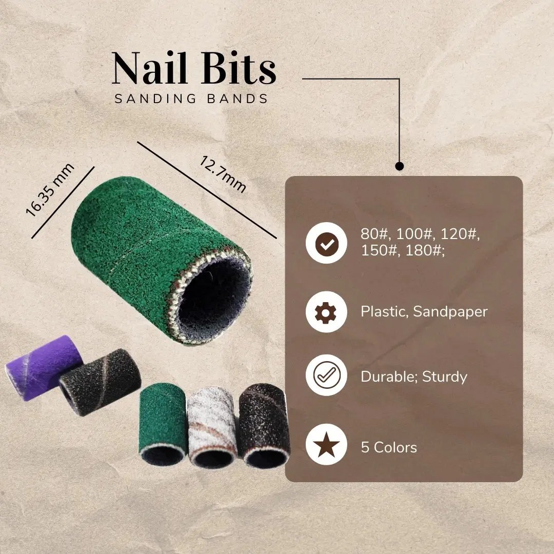 Wholesale/Supplier Manicure Tools Custom Grit Nail Sanding Bands for Nail Drill Bits