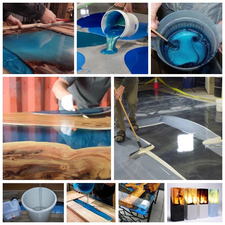 Revestimiento de suelo al por mayor Madera Mesa de Mesa a granel Casting Epoxy transparente Resina