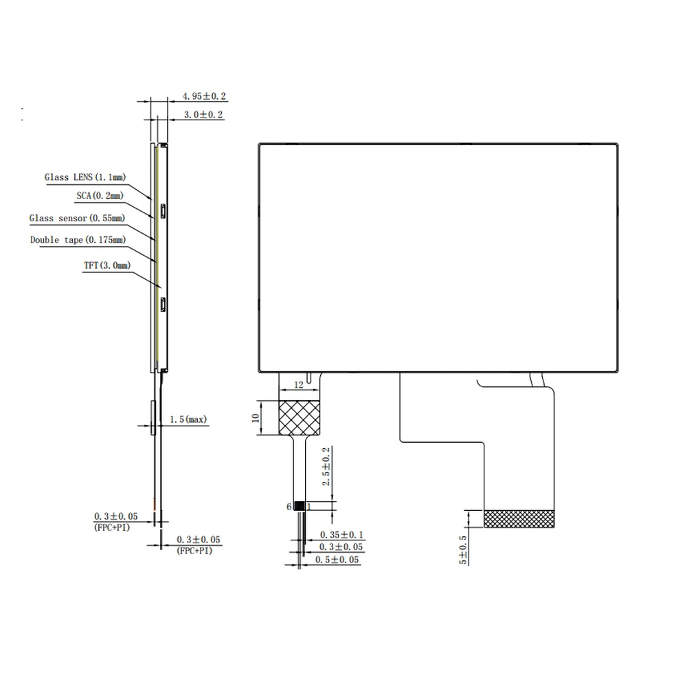 OEM Customization I2c Capacitive Touch Panel 4.3 Inch High Brightness IPS TFT