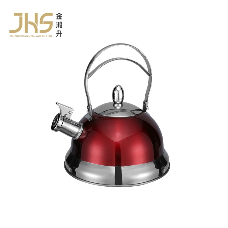 Red Stainless Steel Whistling Tea Kettle Gas Stove Top Tea Pot