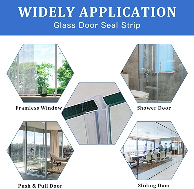 Bathroom Fitting Sliding Glass Shower Door U Type Bottom Waterproof Sealing Strip