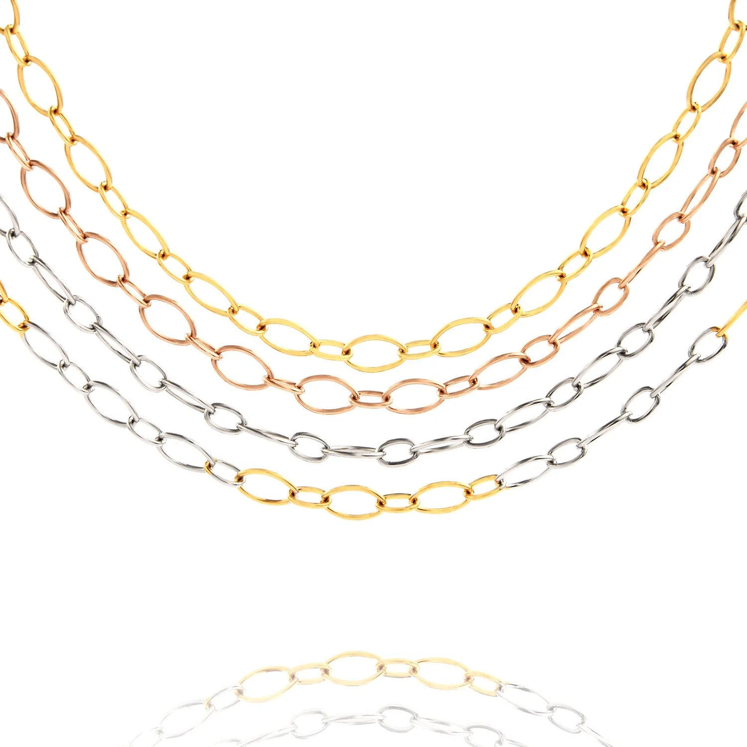 Wholesale/Supplier Fashion Non Tarnish Gold Plated Oval Simple Cable Necklace Bracelet Chains