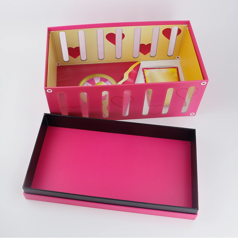 Benutzerdefinierte Papier PVC-Fenster Rosa Geschenk-Verpackung Box