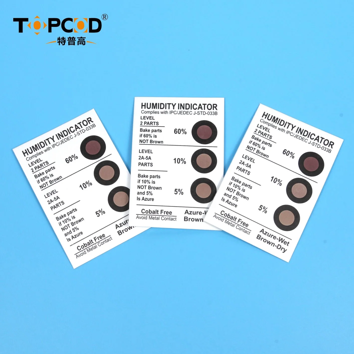 Brown to Blue Hic Humidity Indicator Card with Cobalt Free (6 dots) for Optical Equipment