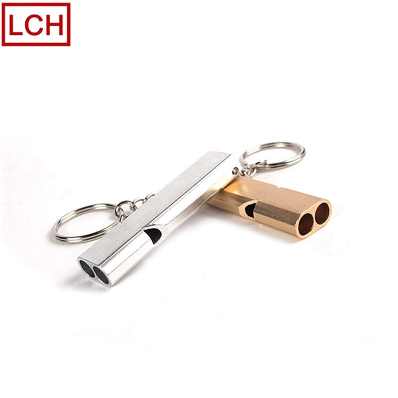 Индивидуальный CNC Outdoor Survival Whistle Emergency Self Rescue Double-barreled Whistle Алюминиевый сплав