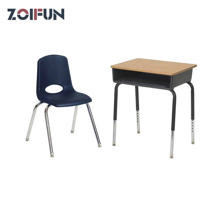 Height Flexible School Common Frequently-Used Furniture; Wooden Classroom Desk Plastic Chair Set